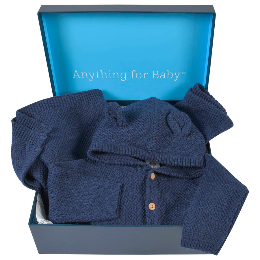 3-Piece Baby Boys Navy Knit Outfit & Blanket Set-Gerber Childrenswear