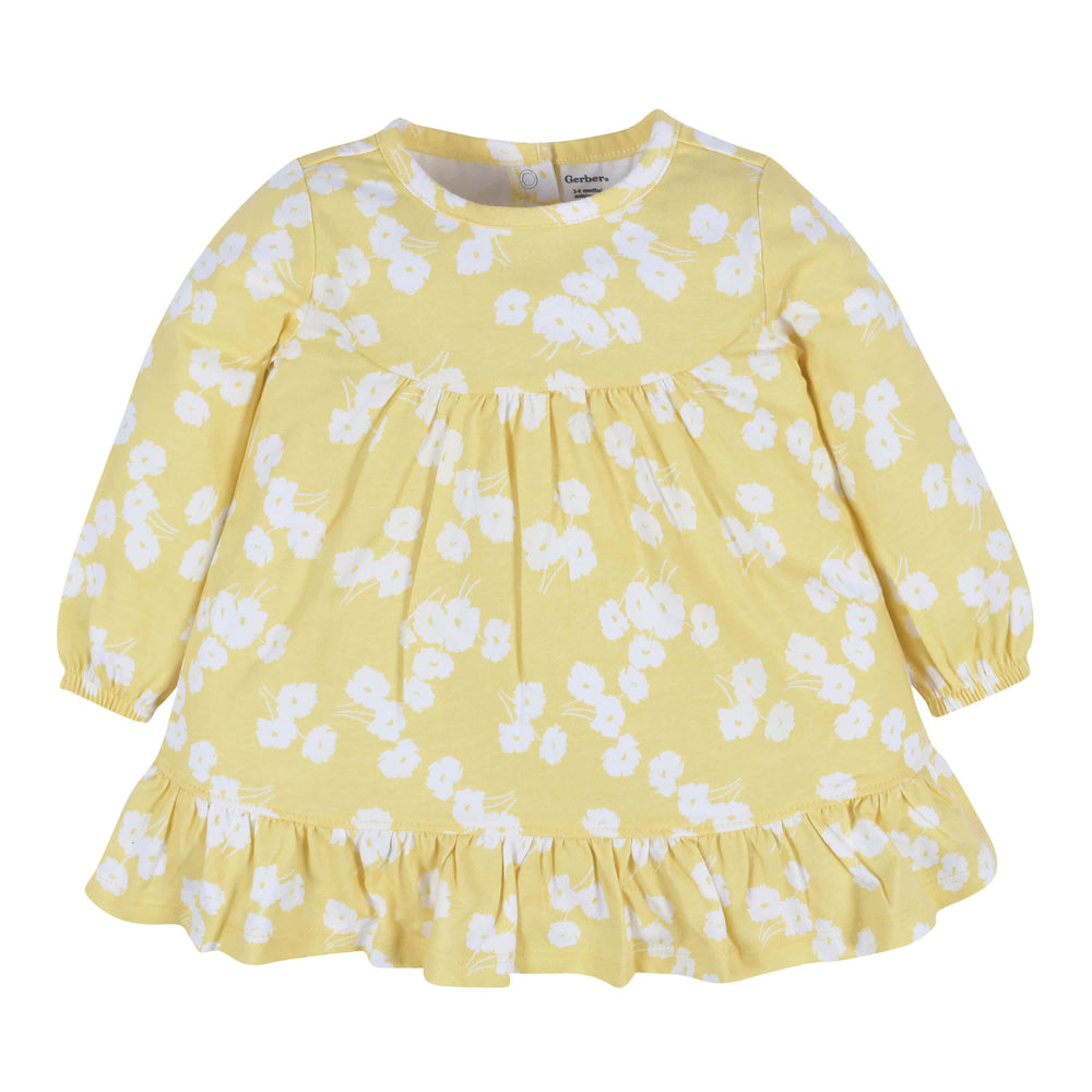 2-Piece Baby & Toddler Girls Golden Flowers Long Sleeve Dress & Leggings Set
