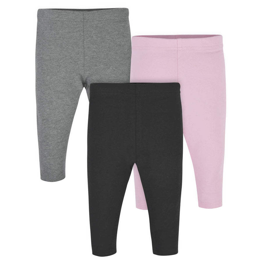 3-Pack Baby & Toddler Girls Pink & Black Premium Leggings-Gerber Childrenswear