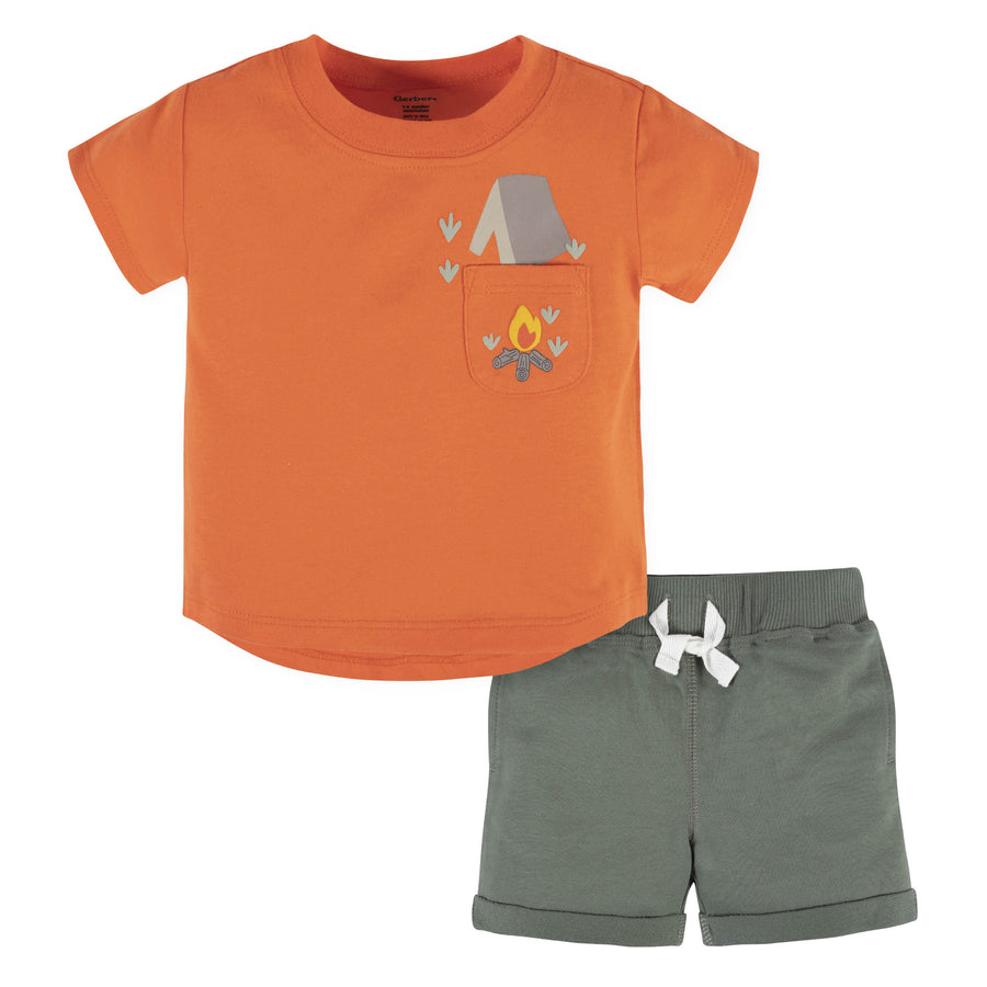 2-Piece Baby & Toddler Boys Camping Fun Pocket Tee & Knit Shorts Set-Gerber Childrenswear
